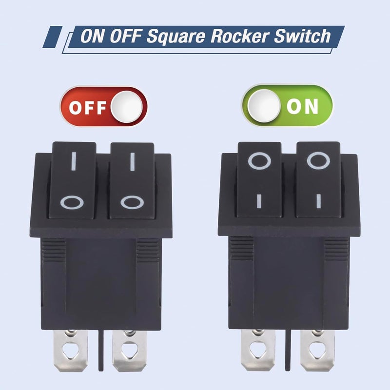 VEXUNGA 6pcs Mini Rocker Switch 6 Pin 20A 125V AC 16A 250V Double Rocker Switch On Off 2 Position SPST Black Boat Switches for Car Marine Home Appliances - Image 3